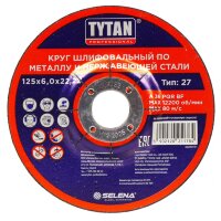 Круг шлифовальный по металлу и нержавеющей стали TYTAN Professional 125х6х22,22 11784(10)